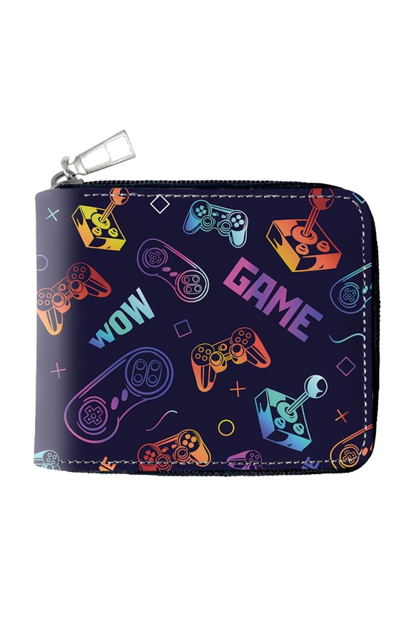 Boys Slim Zip Around Wallet Multi Card Holder Slim Wallet with Zipper Coin Purse,Bifold Wallet for boys, Teens(Game-2)