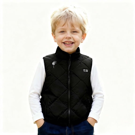 Boys Smart Heated Vest Winter Wear with USB Charging Quilted Sleeveless Jacket for Youth Children Outdoor Activities