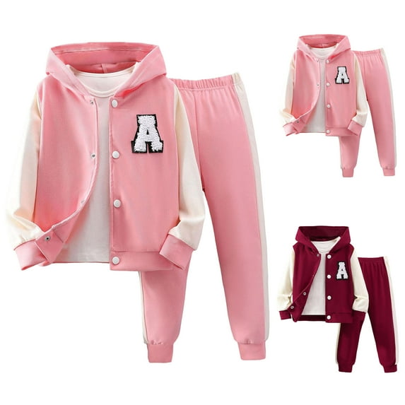 Boys Smocked Outfit 3T Boys Jacket Baseball Crew Neck Color Block Button up Coat & Pant 2PC Sweatsuits,Little Boys Boys Bomber Jacket and Jogger Pants