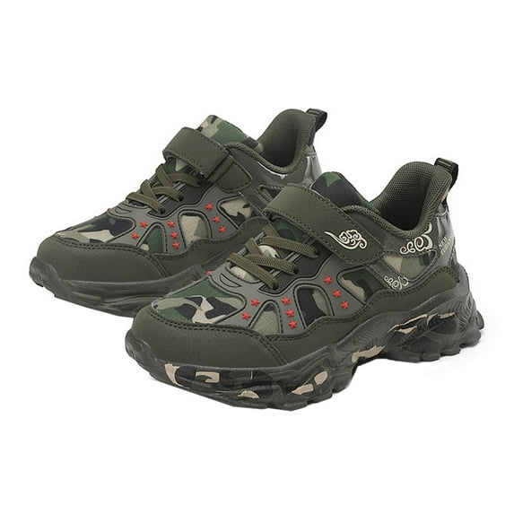 Boys Sneakers Autumn And Winter New Casual Camouflage Canvas Children Light Soft Soles Large Middle Children Training Sports Soccor Shoes 8 Years-8.5 Years