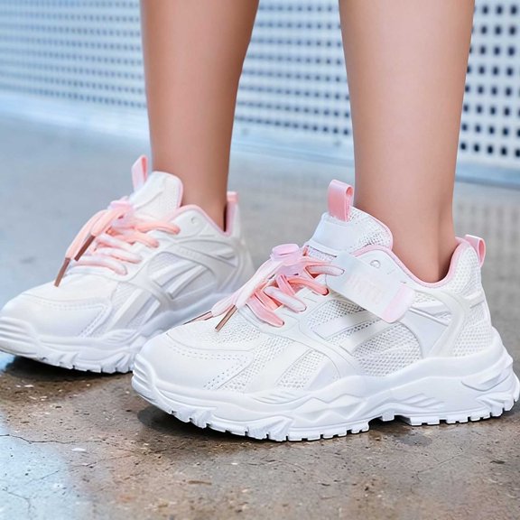 Boys Sneakers,Boys Sneakers Breathable Thick Sole Lace Up Stylish Comfortable Boys Sneakers For Athletic Activities,Boys Shoes,14 Pink,5.5-6 Years