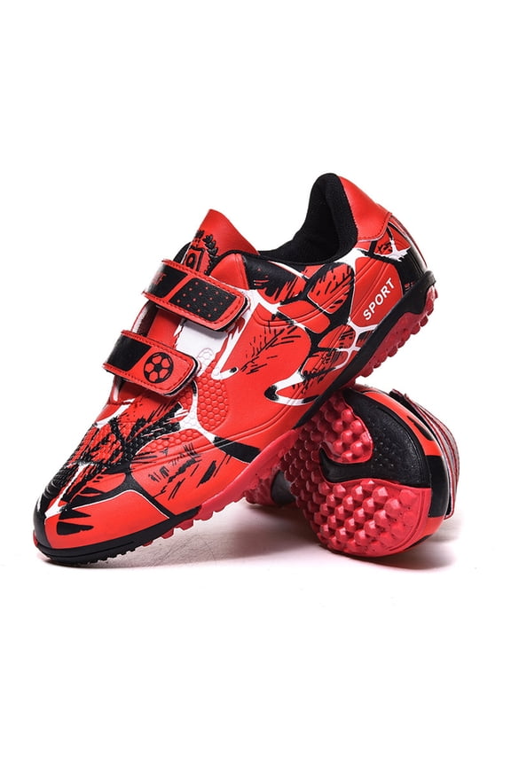 Boys Sneakers Hook Loop Non Slip Football Boots Broken Nail Design Unisex Training Sports Shoes For Kids ,6-7 Years