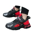 thumbnail image 1 of Boys Sneakers Kids Trendy Color Block Leather Running Shoes Comfortable Arch Support Lightweight Basketball Athletic Shoes Red 1.5 Big Kid, 1 of 6