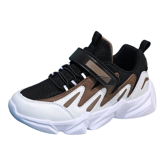Boys Sneakers Platform Mesh Tennis Shoes Color Block Hook and Loop Basketball Athletic Shoes Nonslip Casual Running Shoes Brown 11 Little Kid
