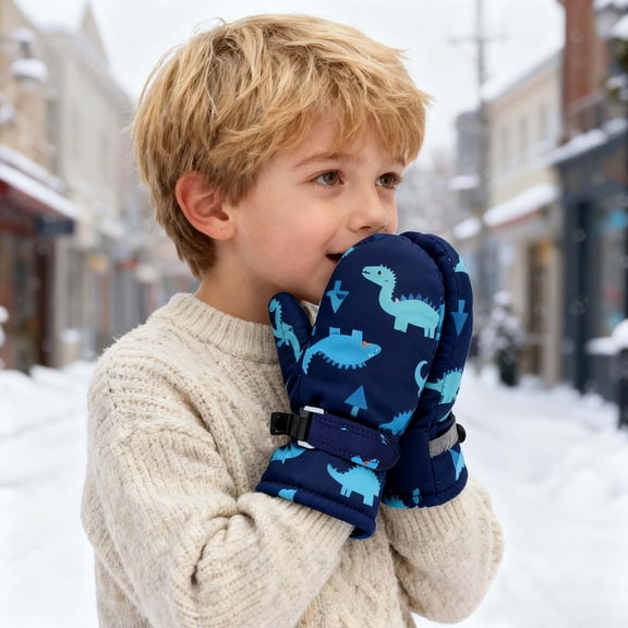 Boys Snow Gloves Thermal Warm Kids Waterproof Gloves Cold Weather Ski Gloves for Ages 4-10 Years Boys