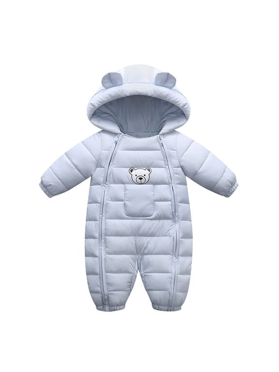 Boys Snow Wear Puffer jackets Toddler Kids Baby Girls Boys Hooded Outdoor Thick Warm Windproof Coat Romper Jumpsuit Jacket Snowsuit 12 Months-18 Months