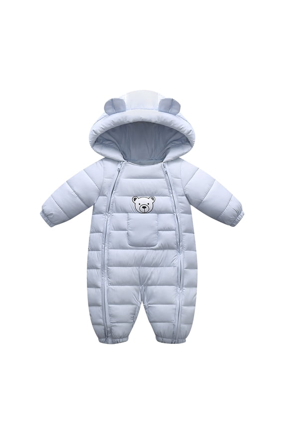 Boys Snow Wear Puffer jackets Toddler Kids Baby Girls Boys Hooded Outdoor Thick Warm Windproof Coat Romper Jumpsuit Jacket Snowsuit 12 Months-18 Months
