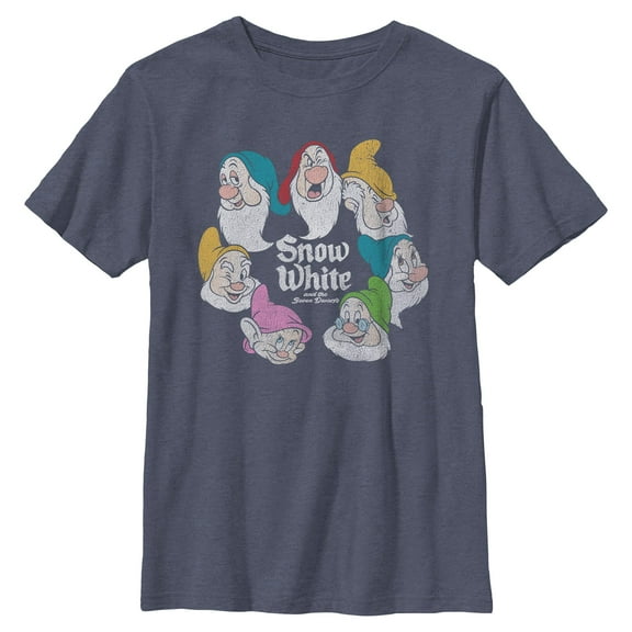 Boys Snow White and the Seven Dwarfs Classic Faces Distress T Shirt