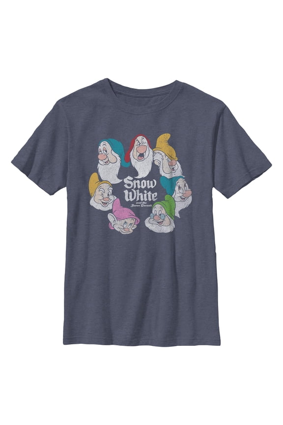Boys Snow White and the Seven Dwarfs Classic Faces Distress T Shirt