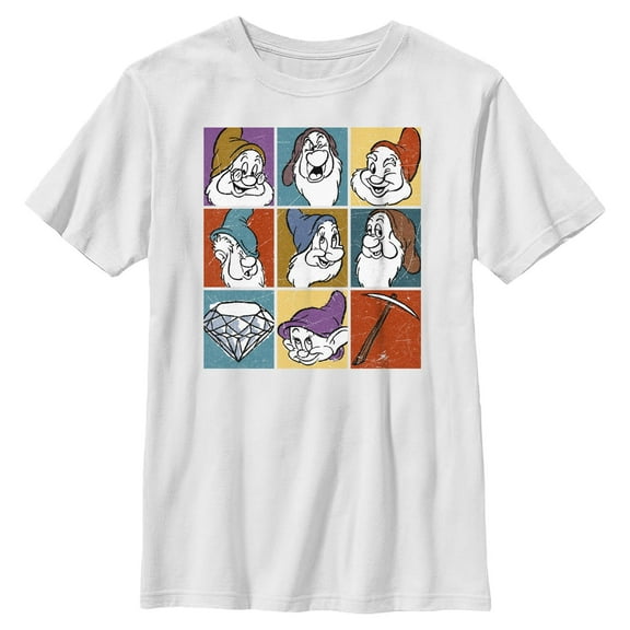 Boys Snow White and the Seven Dwarfs Distressed Dwarf Squares T Shirt