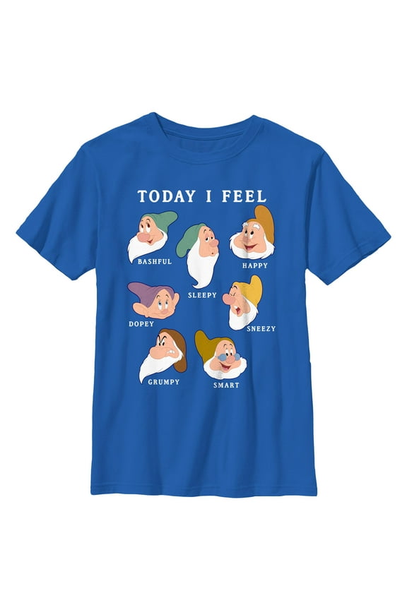 Boys Snow White and the Seven Dwarfs Today I Feel Faces T Shirt