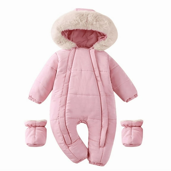 Boys Snow Winter Jumpsuit With Hood Collar Warm Romper 0 24 Months