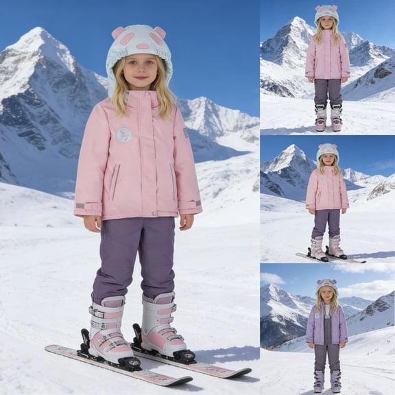 Boys Snowsuit Adorable Panda Themed Hooded Jumpsuit Jacket Cozy Winter Outdoor Playwear Windproof 2 Piece Outfits 7-8 Y