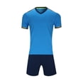 thumbnail image 1 of Boys Soccer Clothes Color Block Short Sleeve Tshirt + Shorts Kids Training Athletic Tracksuit Outfits for Girls, 1 of 4