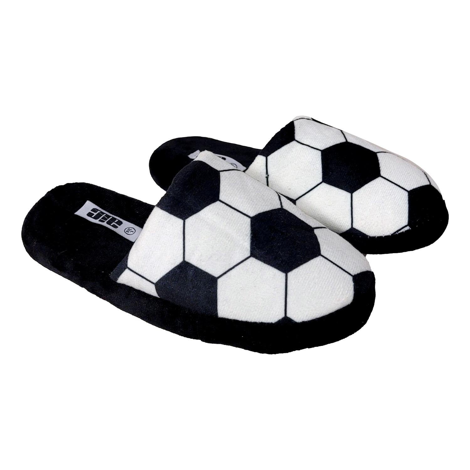 Boys Soccer Slippers House Shoes Black Size Medium 1 2