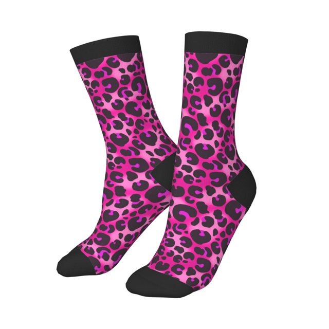 Boys Socks Girls Socks, red pink Leopard print Kids Calf long crew