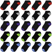 HYCLES Boys Socks Girls Toddler Ankle Kids Socks 25 Pairs Black or White Socks Color Heel and Toe for 1-14 Years Children