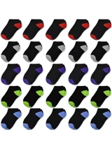 Boys Socks Girls Toddler Ankle Kids Socks 25 Pairs Black or White Socks Color Heel and Toe for 1-14 Years Children