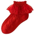 thumbnail image 1 of Boys Socks Low Cut Girl Socks with Ruffle Lace Frilly, Princess Dress Dance Ruffle Socks Cotton Socks for Boy Red 1Y, 1 of 2