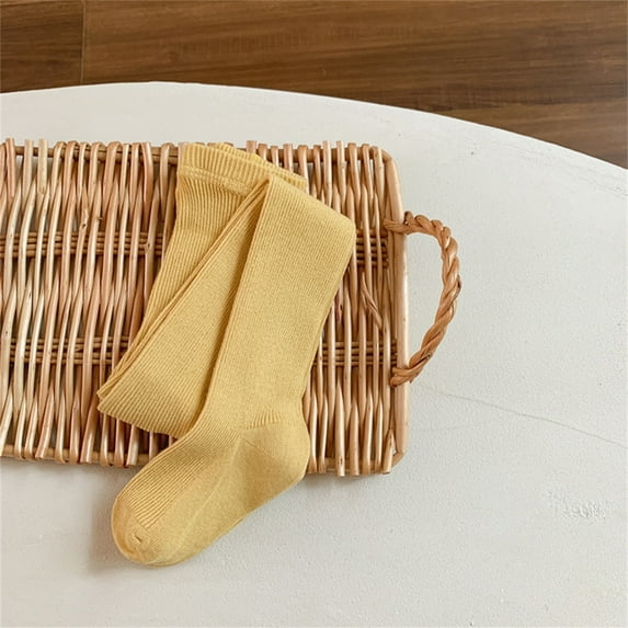 Boys Socks Solid Tights Cable Knit Footed Pantyhose Stockings Toddler Leggings Yellow School Uniform Casual Socks 6-7T