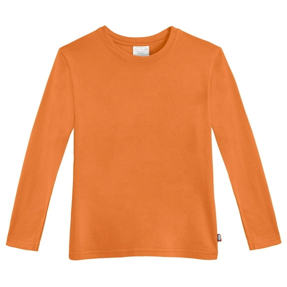 Made in USA Boys Soft Cotton Jersey Long Sleeve Tee | Orange