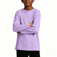 thumbnail image 1 of Boys Soft Cotton T Shirts Crewneck Loose Fit Casual Long Sleeve Kids Basic Tees Tops Purple 4 Years, 1 of 6