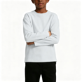 thumbnail image 1 of Boys Soft Cotton T Shirts Crewneck Loose Fit Casual Long Sleeve Kids Basic Tees Tops White 10 Years, 1 of 6