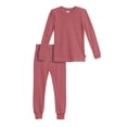 thumbnail image 1 of Made in USA Boys Soft Cozy Thermal 2-Piece Long Johns | Red w- Baby Blue Stitch, 1 of 5