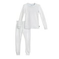 thumbnail image 1 of Made in USA Boys Soft Cozy Thermal 2-Piece Long Johns | White w- Baby Blue Stitch, 1 of 5