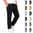 thumbnail image 1 of Boys Solid Casual Pull On Chino Pants Elastic Drawstring Waist Straight Leg School Uniform Trousers Kids Loose Fit Flat Woven Pants for Daily School Weekend Wear(Black,7-8 Years), 1 of 9