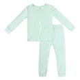 thumbnail image 1 of Boys' Solid Color Pajama Set, Kids 2-Piece Long Sleeve Top and Pants Loungewear, Soft Comfortable Home Wear Sleepwear for Toddlers and Children, Casual Indoor Outfit Green, 1 of 7