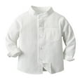 thumbnail image 1 of Boys Solid Color Shirt Long Sleeve Stand Collar Button Down Spring Blouse Casual Top, 1 of 9