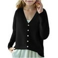 thumbnail image 1 of Boys' Solid Color V,Neck Knit Cardigan , Fall Seasonal Outerwear ,Knit Bottom Design, Black L, 1 of 3