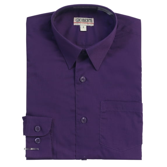 Gioberti Boys Long Sleeve Solid Dress Shirt