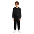 thumbnail image 1 of Boys Solid Hooded Onesie for Halloween, Full Zip Plush Jumpsuit with Ribbed, 1 of 5