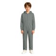 thumbnail image 1 of Boys Solid Hooded Onesie for Halloween, Full Zip Plush Jumpsuit with Ribbed, 1 of 6