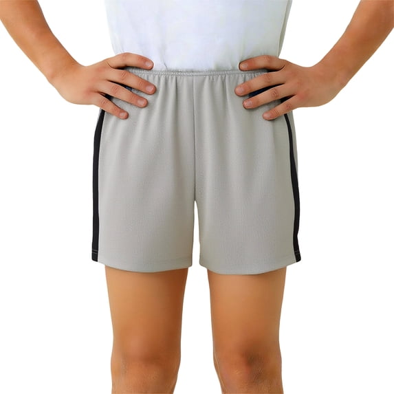 Boys Solid Mesh Athletic Training Basketball Shorts Running Gym Workout Shorts Knee Length No Pocket for Kids Grey 9 Years-10 Years