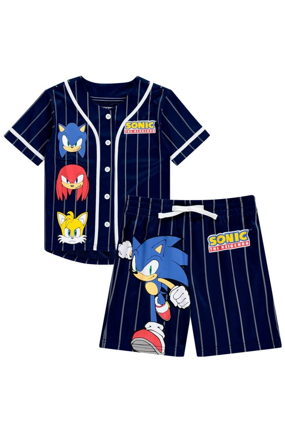 Boys Sonic The Hedgehog Baseball Jersey Shirt and Shorts Clothing Set- Little and Big Boys Sizes 4-20