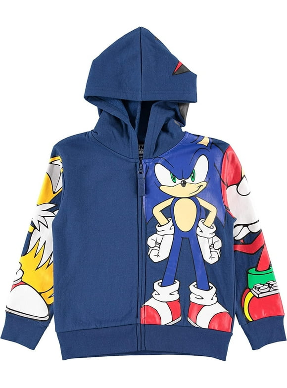 Boys Sonic The Hedgehog Costume Zip Up Fleece Hoodie- Sizes 4-20