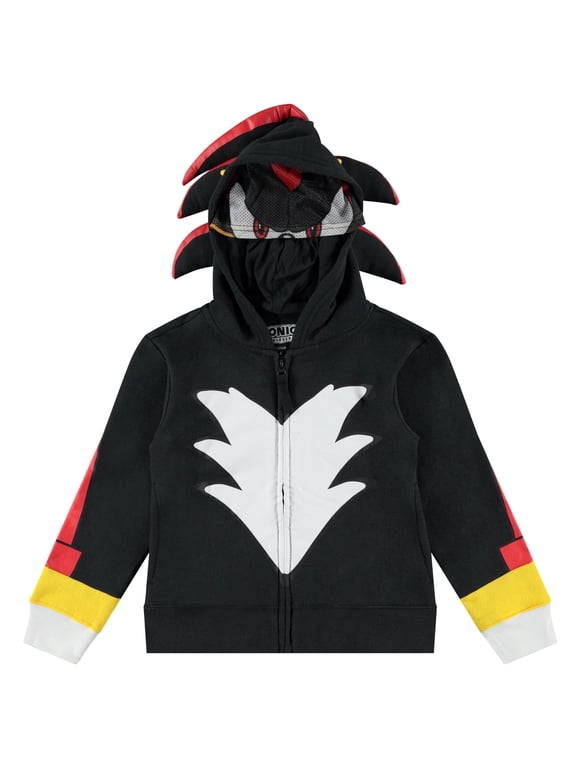 Boys Sonic The Hedgehog Shadow,Tails and Knuckles Cosplay Zip Up Fleece Hoodie-Boys 4-20 Black