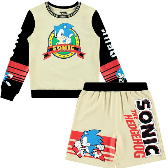 Boys Sonic The Hedgehog Sweatshirt and Shorts Clothing Set- Little and Big Boys Sizes 4-20