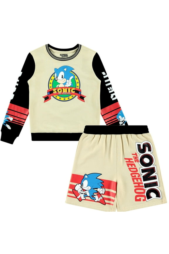 Boys Sonic The Hedgehog Sweatshirt and Shorts Clothing Set- Little and Big Boys Sizes 4-20