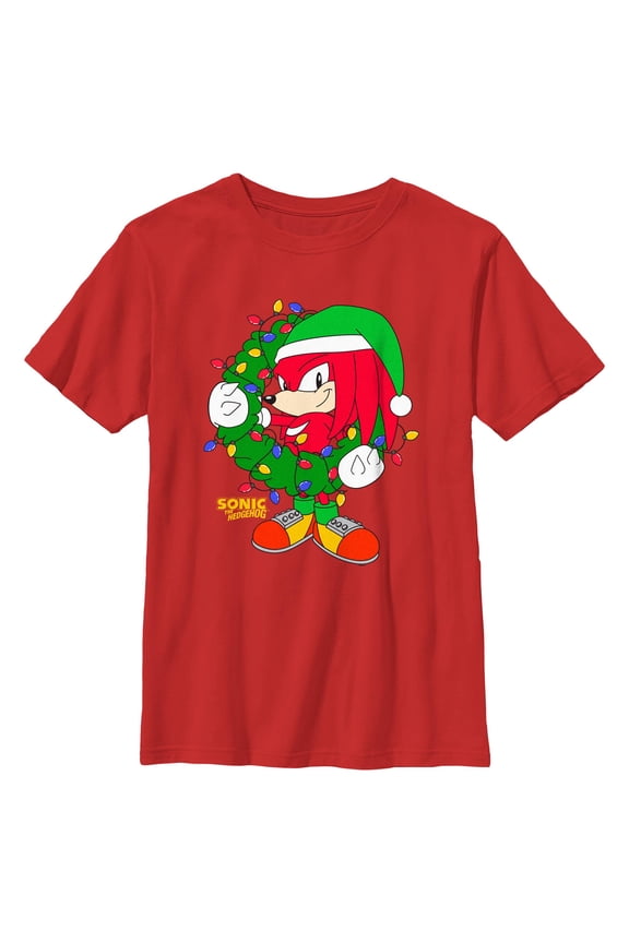 Boys Sonic the Hedgehog Knuckle Christmas Wreath T Shirt