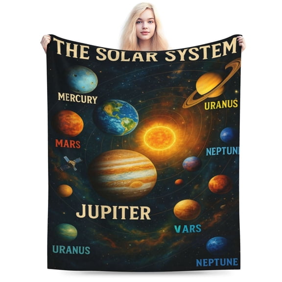 Boys Space Throw Blanket for Planets and Solar System Lovers Super Soft Fun Blanket Travel Throw Blanket Suitable for Bed and Sofa 50x40