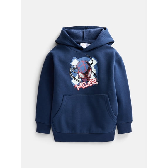 Spider-Man Boys' Front Back Miles Graphic Hoodie with Long Sleeves, Size 4-18