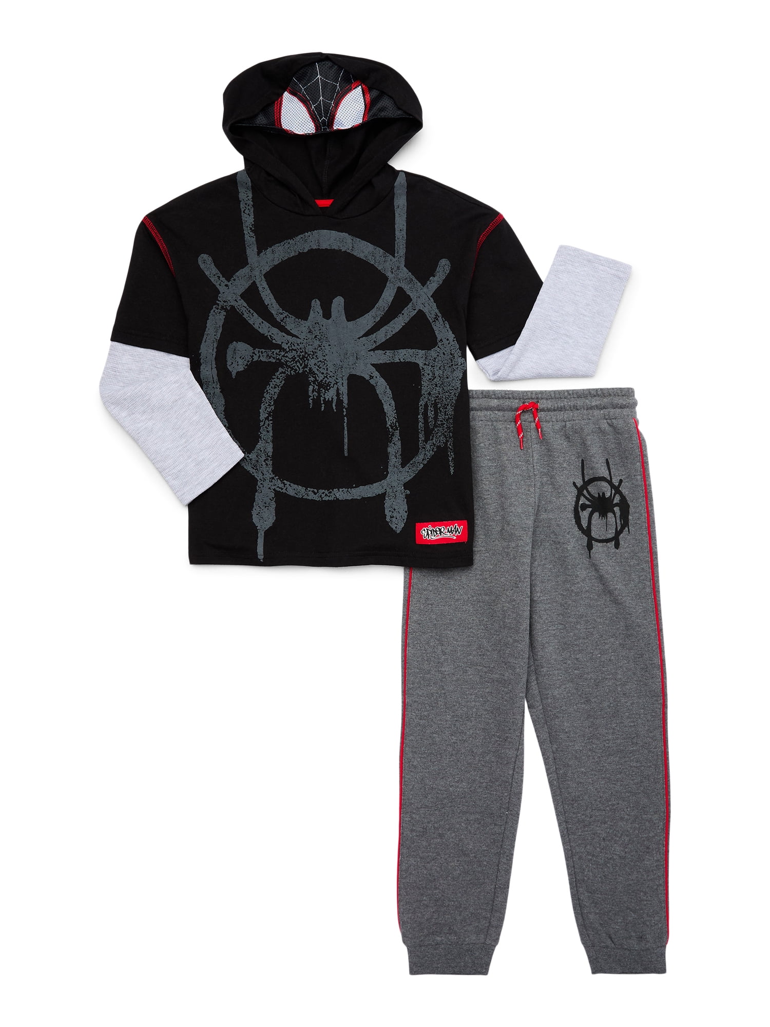 Spider Man Boys Cosplay Hooded Twofer Top with Jogger Set 2 Piece Set Sizes 4 10