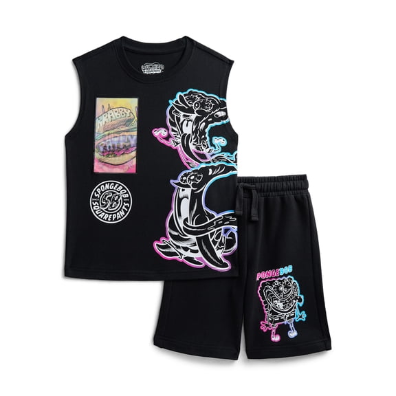 SpongeBob SquarePants Boys Lenticular Tank Top and Shorts Set, 2-Pack, Sizes 4-16
