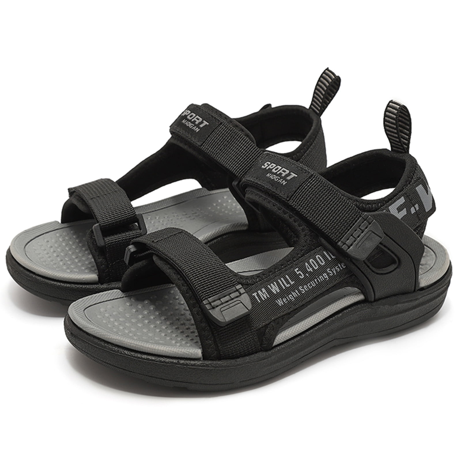 Boys Sport Sandals Open Toe Summer Athletic Water Sandals Adjustable Hook & Loop Straps Lightweight Breathable Non-slip Sandals Outdoor Walking Footwear for Kids Grey 40