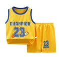 thumbnail image 1 of Boys' Sports Clothing Sets Clearance Letter Printed Sleeveless Pants Clothes Set Fashion Mesh Casual Toddler Summer Clothes,Yellow,9-10 Years, 1 of 3