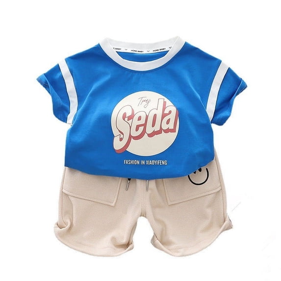 Boys' Sports Set New Summer Letter Shorts Short Sleeve Two Piece Set for Children's Casual Summer Fashion Children's Wear